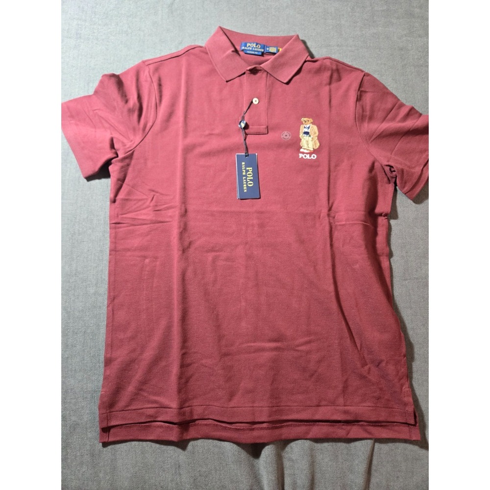 NWT Polo Ralph Lauren Shirt Mens Medium Polo Bear Embroidered Preppy Logo Red